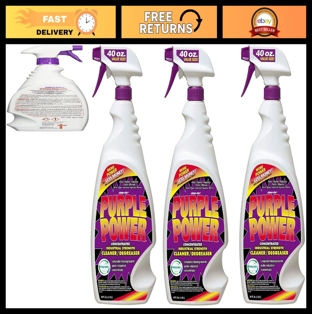 Industrial Strength Cleaner & Degreaser – 40 oz, 3 Pack – Heavy Duty, Multi-Surf