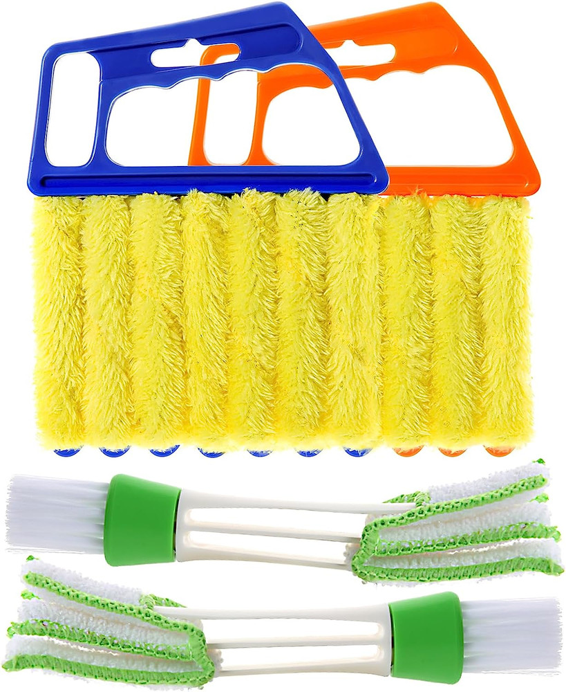 Blind Cleaner Duster Tool, 4Pcs Washable 7-Finger Venetian Window Duster | Micro