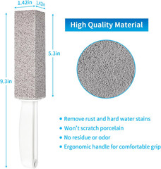 Pumice Stone for Toilet Bowl Cleaning,Pumice Stick with Handle,Cleans Away Limes