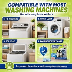 Enzyme Washing Machine Cleaner Tablets Pet Odor Hair Remover 24 Count HE Washer