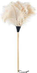 Ostrich Feather Duster with Varnished Wooden Handle, 31-1/2-Inches, Light