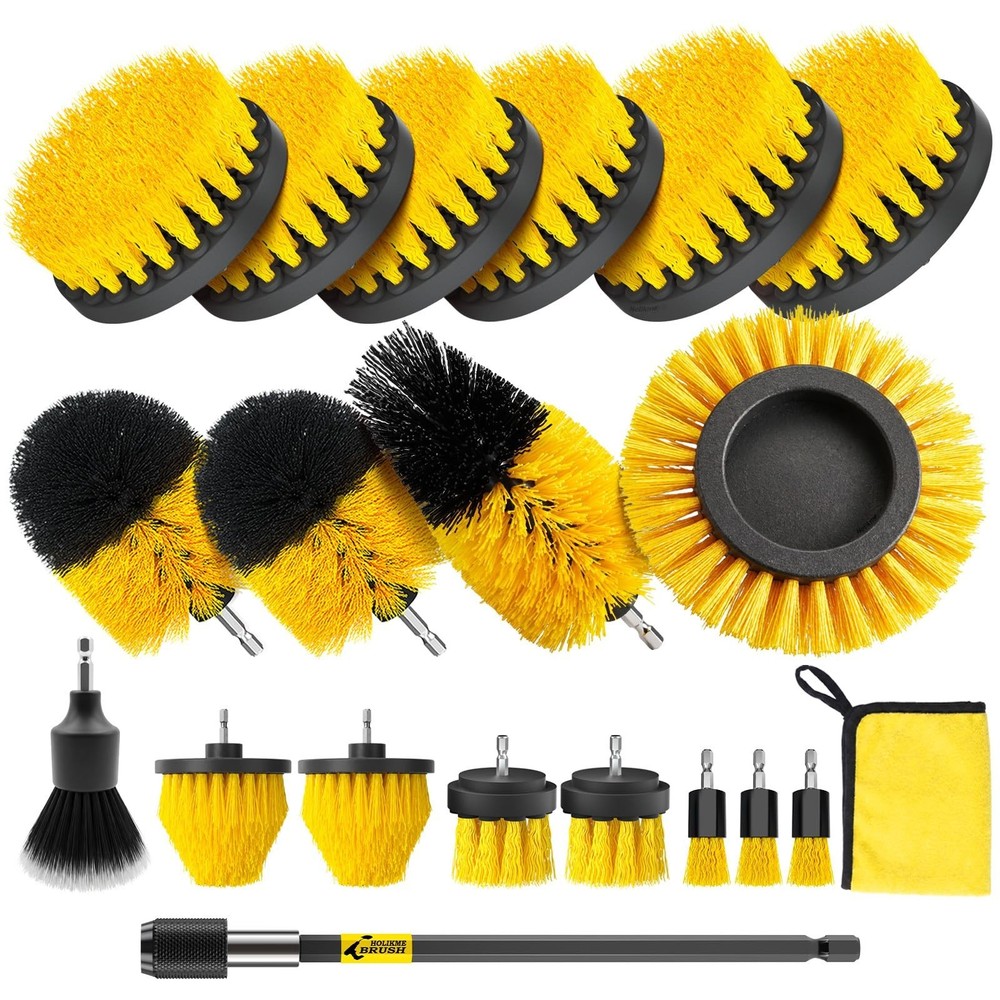 20 Pack Drill Brush Set – Power Scrubber with Long Attachments & Soft Detail Bru