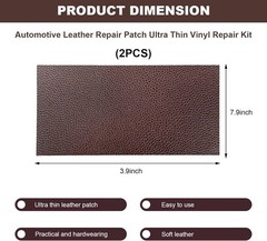 2 PCS Leather Repair Patch Tape, 4 x 8 Inch PU Vinyl Repair Color: Dark Brown