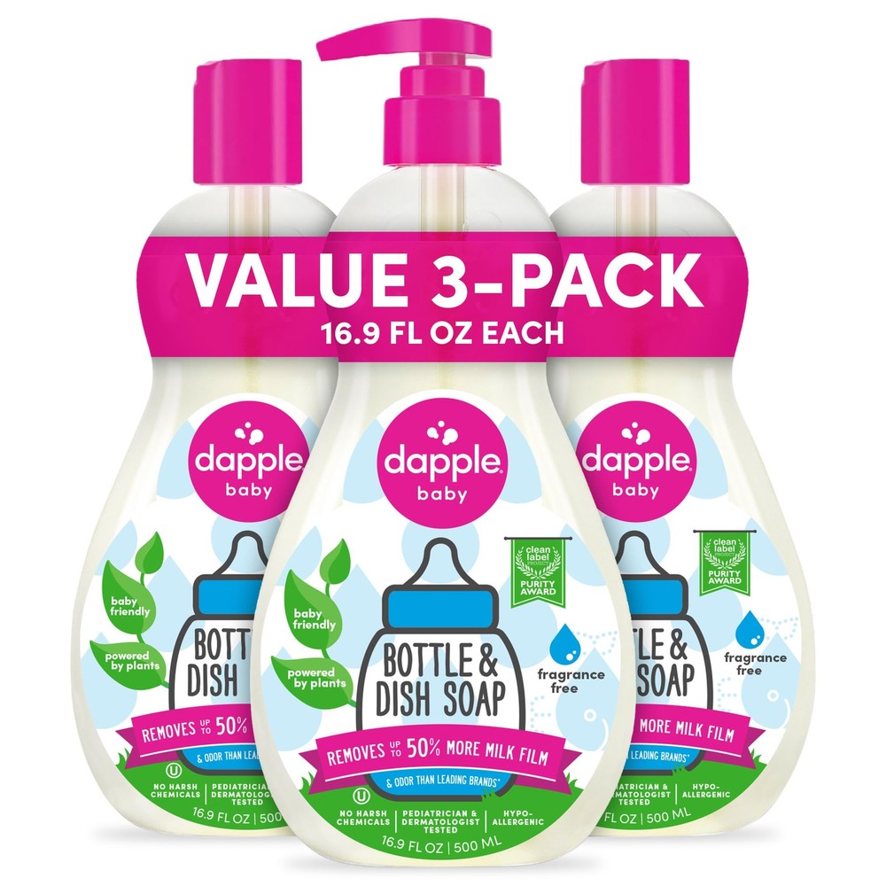 Dapple Baby Bottle Soap Fragrance Free 3 Pack 16.9 oz