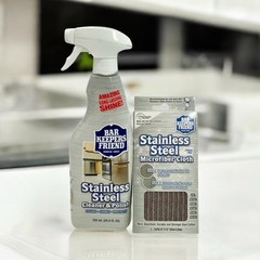 Bar Keepers Friend Stainless Steel Cleaner & Polish Spray Plus Microfiber Cloth