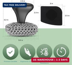 Cast Iron Scrubber | Dish Scrub Brush | 316 Cast Iron Cleaner Chainmail Scrubber