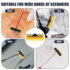 10 Inch Car Wash Brush Head, Scrub Brush Attachment for Long Handle Extension Po