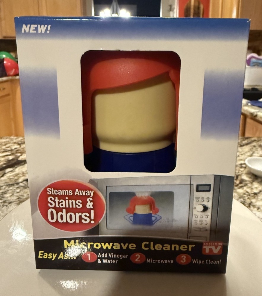 Angry Mama Microwave Oven Cleaner Steam Kitchen Cleaning Tool Red Blue NIB