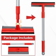 Windshield Cleaner 2 in 1 Window Squeegee Sponge Extendable Handle 18-28.5 Glass