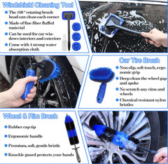 Kit de limpieza para autos 26 piezas con cepillos para interior y exterior,Nuevo