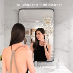 Bathroom Mirror, 24X36-inch Round Rectangular Mirror, Rustproof, Tempered Glass