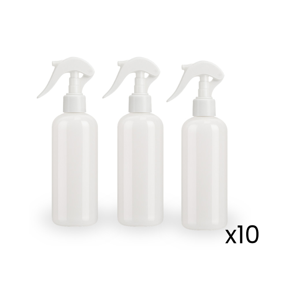 10x Clear PET 16 oz Spray Bottle with White Trigger Fine Mist Nozzle