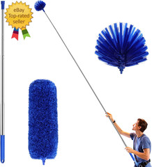 Cobweb Duster with Extensionpole,Dusters for Cleaning with 2 Dusterheads