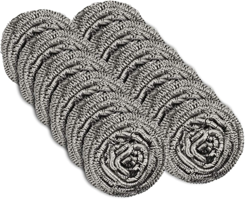 12 Pack Stainless Steel Scourers by Scrub It – Steel Wool Scrubber Pad used f…