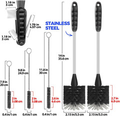 Holikme 6 Pack Bottle Brush Set, 14″ Long Handle Stainless Steel Bottle Cleaner