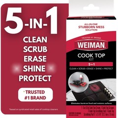 Weiman 5-In-1 Cook Top Complete Cleaning Kit, Scrubbing Pad and Scraper Tool