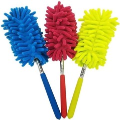 3 Pack Extendable Microfiber Dusters – Telescoping & Washable, Blue, Green, Red
