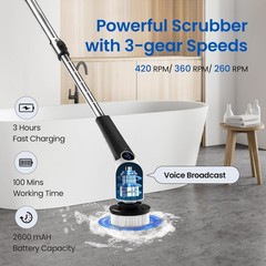 Electric Spin Scrubber, Cordless Power Scrubber Up to 420RPM Powerful Cleanin…