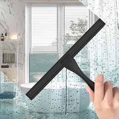 All-Purpose Stainless Steel Shower Squeegee for Glass Doors with Adhesive Hooks,