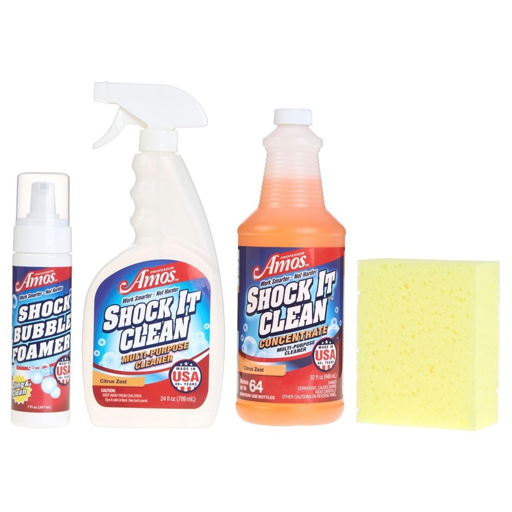 Professor Amos Shock It Clean 32 oz. Concentrate & Bubble Foamer Citrus Zest New