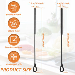 2 Pcs 6Mm and 9Mm Silicone Straw Brushes Reusable Straws Deep Cleaning Brush Lon