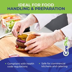 CARE PLUS Vinyl Gloves Clear Extra Large Size 200 Count X-Large,