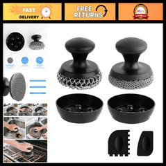 2PCS Chainmail Cast Iron Cleaner Scrubber, Stainless Steel Scouring Pad for Pans