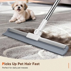 Floor Squeegee Broom, 2 in 1 Broom with Scrubbing Teeth and Long Handle, Show…