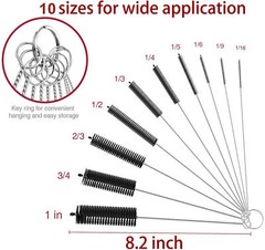 US Nylon Straw Brush Cleaner Bottle Tube Pipe Small Long Cleaning 10 PCS Set Kit