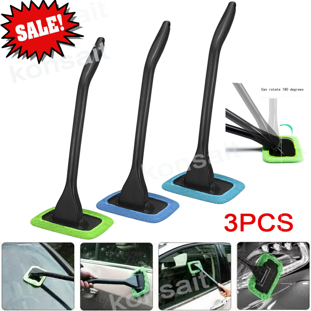 3PC Window Windshield Cleaning Tool Microfiber Car Wiper Cleaner Glass Brush USA