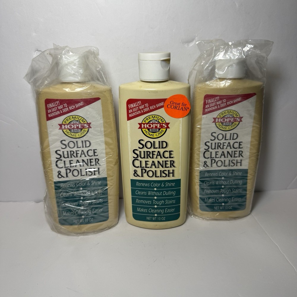 Hope’s Premium Home Care Solid Surface Cleaner & Polish (3) 10 Oz Vtg Corian Nos