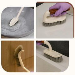 4 PCS Heavy Duty Scrub Brushes Set Wooden Handle Triangle Square Floor Tile