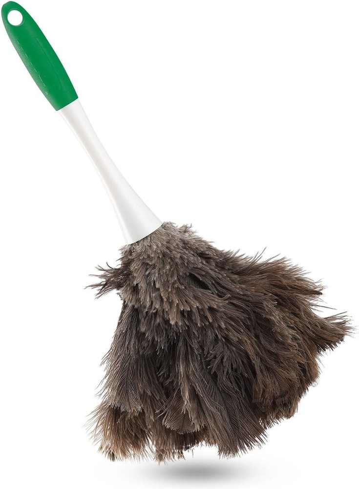 Big Feather Duster, Natural Fluffy Handheld Cleaning Tool for Home & Office
