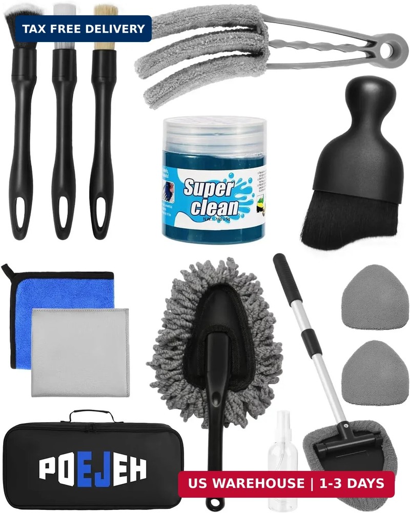 15PCS Interior Cleaning Kit Graded Boar Brush 160g Gel Swivel Glass Tool | Scrat