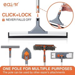 Floor Squeegee Broom:Extendable 60” Aluminum Pole and Rubber Blade