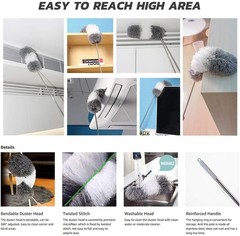 Deluxe 100″ Microfiber Feather Duster with Bendable Head for Versatile Cleaning
