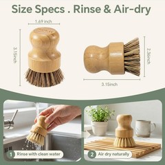 Bamboo Dish Brush Set, 4 Pack, Plastic-Free (2 Medium Sisal, 2 Firm Coconut C.