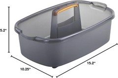 Compact 1.85 Gallon Plastic Cleaning Caddy – Versatile Storage Solution, Gray