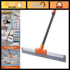Heavy Duty Rubber Floor Squeegee with Extendable Handle for Tile & Concrete Floo