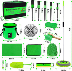 17Pcs Car Wash Kit,62″ Car Wash Brush Mop with Long Handle,Car Cleaning Kit,C…