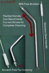 2 Drinking Straw Cleaning Brush Long Bristle Cleaner For Stainless Steel Drink S
