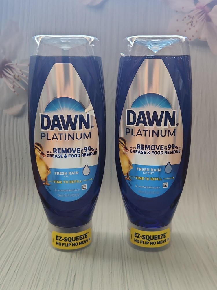 (Pack of 2) Dawn Platinum EZ Squueze Dish Soap Fresh Rain Scent, 24 fl oz