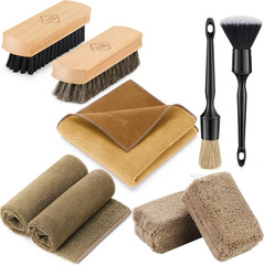 Car Interior Detailing Kit Leather Cleaner Brush Set 9PCS Horsehair Brushes