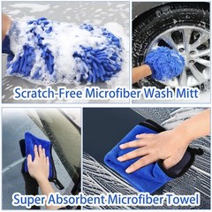 62” Car Wash Brush with Long Handle, Scratch-Free Soft Bristles Sturdy Car W…