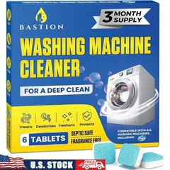 Washing Machine Cleaner Tablets Odor Elimination Eco Friendly 6 Pack Supply New