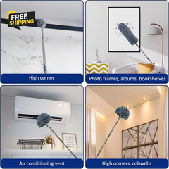 20Ft High Reach Cobweb Duster Kit Extension Pole Ceiling Fan Feather Duster Set