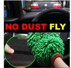 , Green Chenille Microfiber Dusting Mitt, 10.5×8 Inch, Electrostatic, Reusabl…