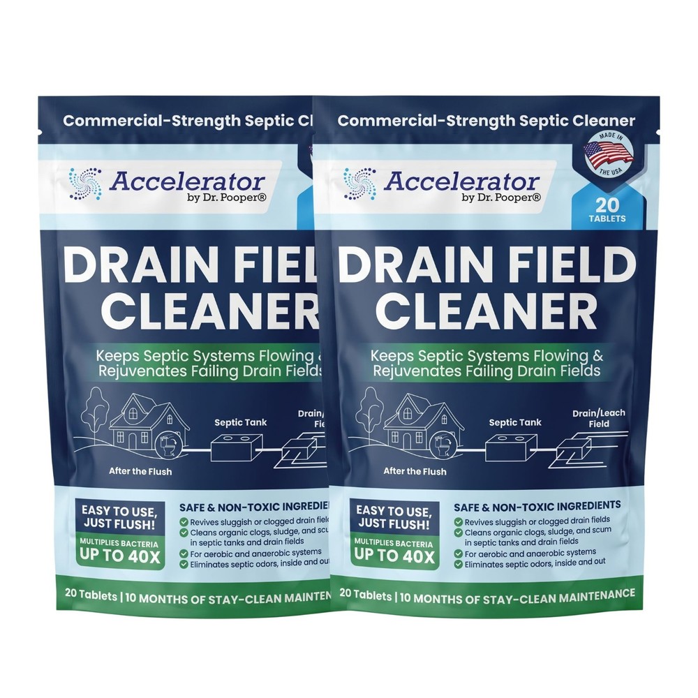 2-Pack BUNDLE of Drain Field Cleaner Tablets of Tough Clogs, Scum, Sludge & FAST