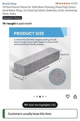 Riuja 14 Pack Pumice Stone Toilet Bowl Cleaner, Unscented, Eco-Friendly