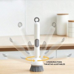 Dish Brush – Dish Brush with Detergent Dispenser – Adjustable Angle & Rotating